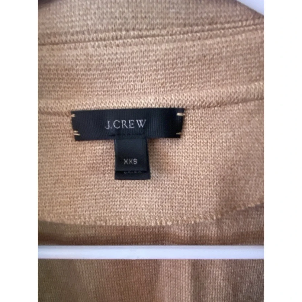J Crew Sophie open front sweater blazer Sz XXS Tan Camel Cardigan Classic